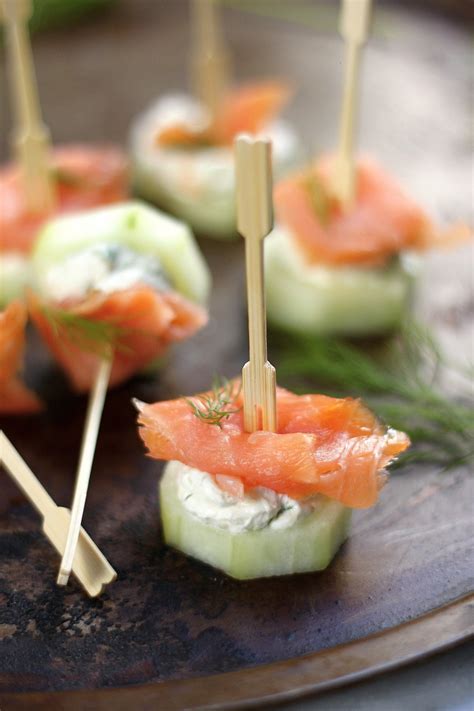 An internationally celebrated form of cuisine, food on a stick is considered one of the four basic groups of food appealing only to people who are outdoors, sweaty, far from home and confused, or american. Smoked Salmon and Cream Cheese Cucumber Bites - Baker by ...
