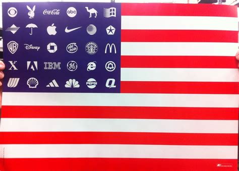 Poster Us Flag With Corporate Logos Corporate Logo Flag Logos