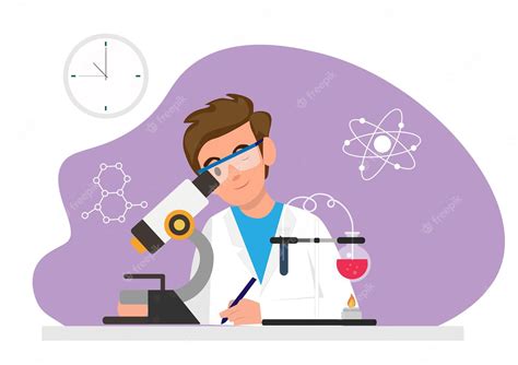 Premium Vector A Scientist Working In A Lab Male Character Doing A