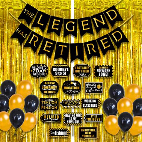 Retirement Party Decorations - 58Pcs Happy Retirement Banner, Metallic