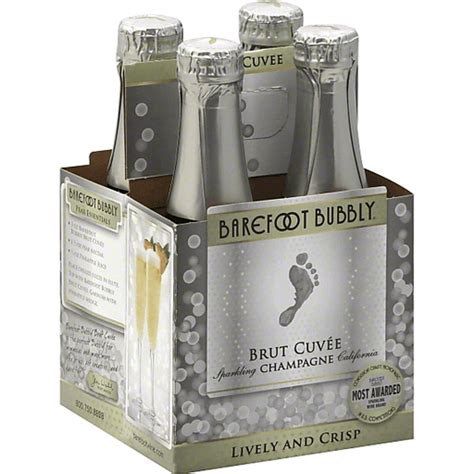 Barefoot Bubbly Champagne Brut Cuvee 4 Single Serve Bottles