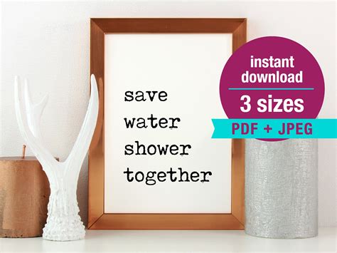 Save Water Shower Together Printable Bathroom Sign 3 Sizes Etsy