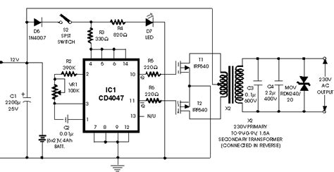 Simple Dc To Ac Inverter 12v Dc To 220v 100w Inverter Circuit