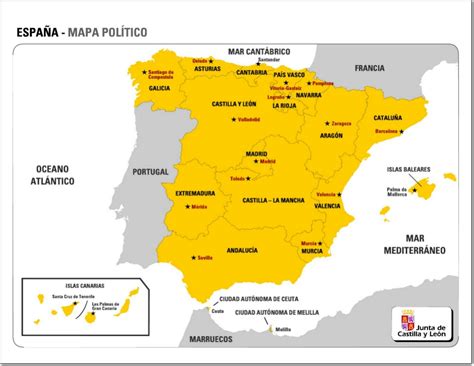 Mapa Político De España Mapa De Comunidades Autónomas Y Capitales De