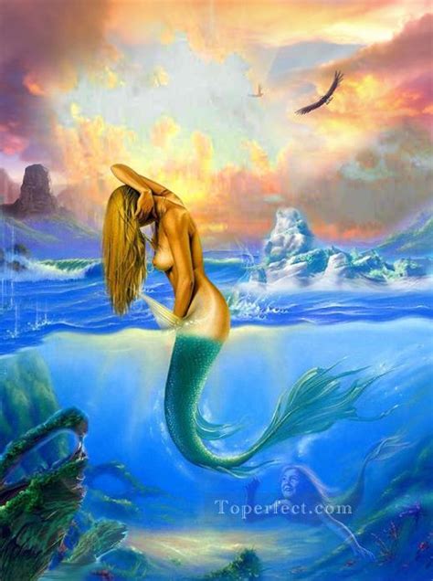 Mermaid Seaside Nude Original Painting In Oil For Sale
