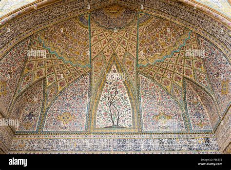 Ceiling With Intricately Painted Tiles Floral Pattern Vakil Mosque