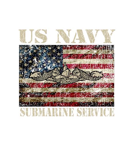 Vintage Us Navy Submarine Service American Flag Greeting Card By Krysto