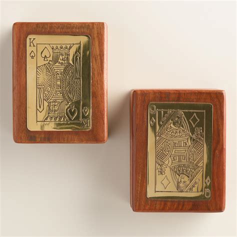 Anyway so yeah, great game, good card game, might play with some friends someday. Wood and Brass Playing Card Boxes, Set of 2 | World Market