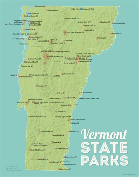 Vermont State Parks Map 11x14 Print Best Maps Ever