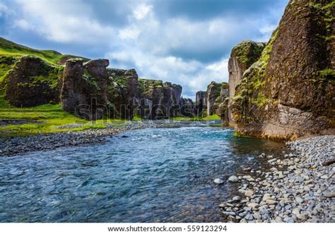 Steep Cliffs Overgrown Green Moss Surrounded Stock Photo 559123294