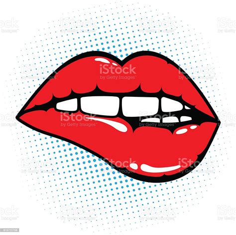 Woman Red Lips Biting Stock Illustration Download Image Now Human