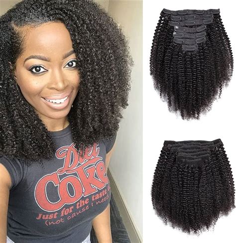 Clip In Hair Extension Afro Kinky Curly Textured 3c4a For American