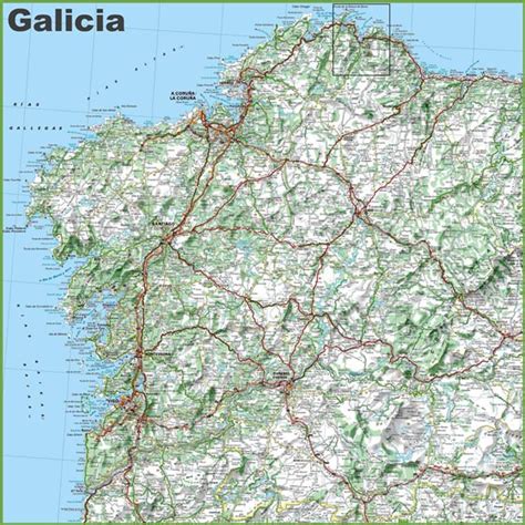 Cartes de Galice Cartes typographiques détaillées de Galice Espagne