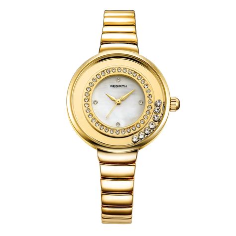 rebirth women bracelet watches fashion luxury rhinestone dial wristwatch ladies crystal dress