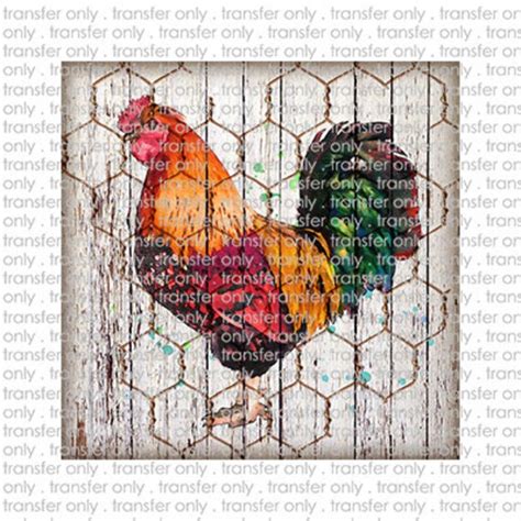 Rooster Chicken Sublimation Transfer Etsy