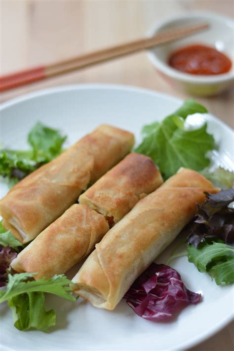 Spring roll sheets, 1 packet, 1/2 chinese cabbage, cut into fine chiffonade, 1 handful of beansprouts, 1/2 large carrot, cut into matchsticks, 50g of rice noodles, vermicelli, broken into small pieces, 2 garlic cloves, minced, ginger, 2cm piece, minced, 1 tbsp of coriander. DimSumptuous: Vegetable Spring Rolls 素春捲