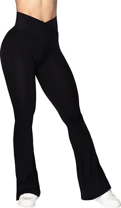 sunzel yoga pants for women crossover flare leggings with tummy control high waist and wide leg