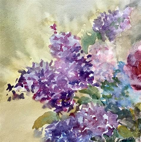 Watercolour Painting Watercolors Flowers A Bouquet Of Lilacs в