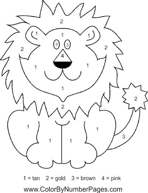 Lion Color By Number Pages Lion Coloring Pages Animal