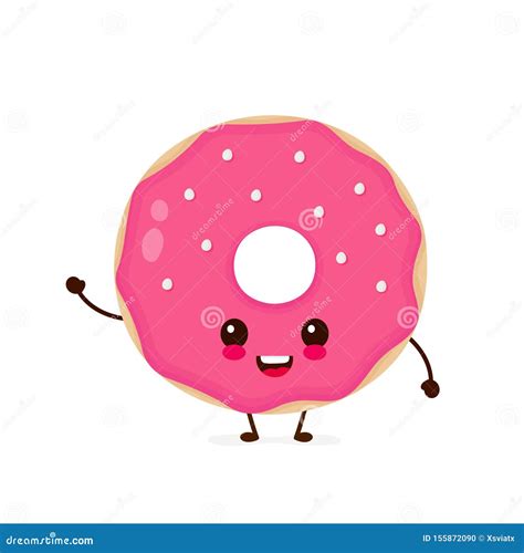 Happy Cute Smiling Donut Vector Stock Vector Illustration Of