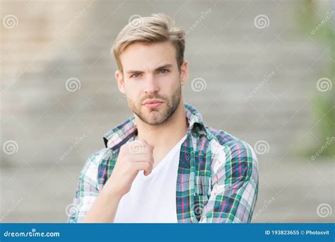 Portrait Good Looking Man Casual Style Menswear Concept Stock Image