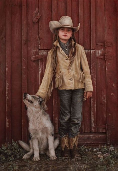 Carrie Ballantyne Reata And The Ranch Pup Oil 19 X 13 Cowboy Art