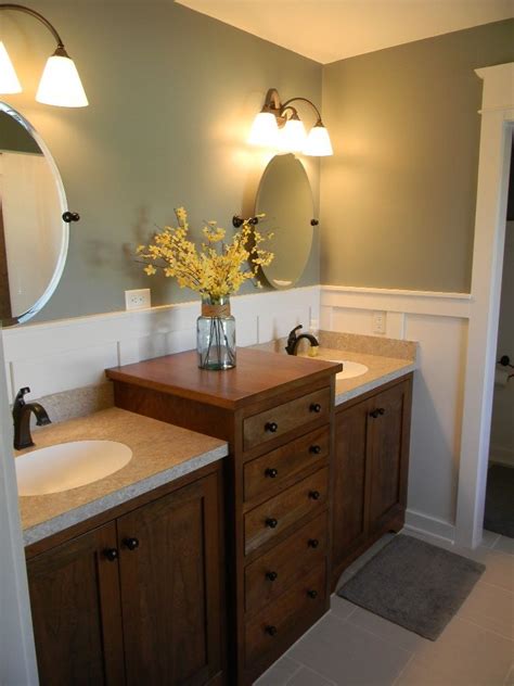 This plan will build a 32 double vanity with center drawers that works with both under mount or vessel sinks. Small bathroom vanities, Bathroom vanity designs, Double ...
