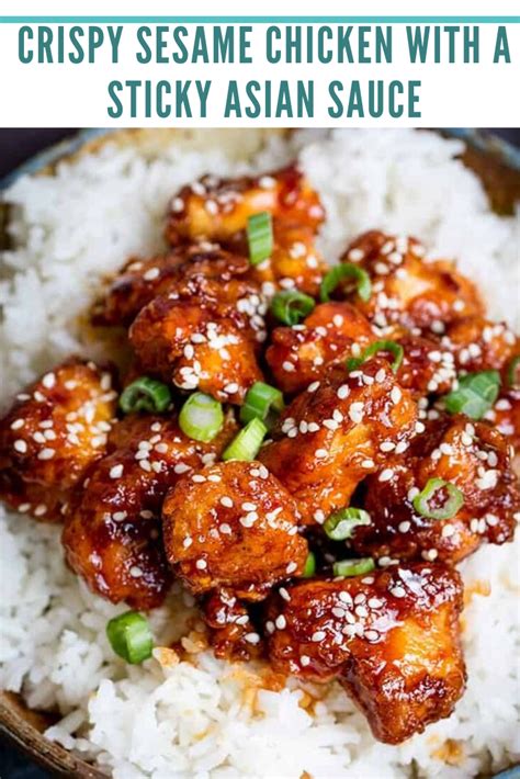 Bring to a simmer then pour in the cornstarch slurry. #Healthy #Crispy #Sesame #Chicken #with #a #Sticky #Asian #Sauce #Dinner | Asian sauce recipes ...