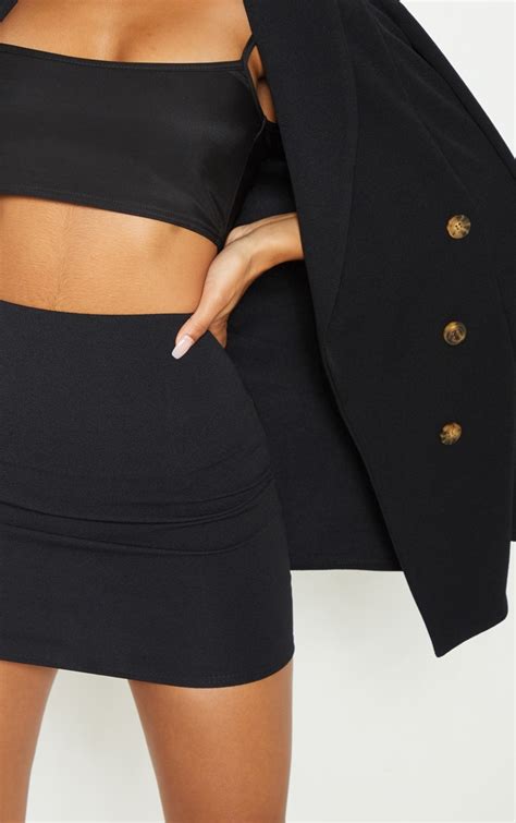 Black Mini Suit Skirt Skirts Prettylittlething Usa