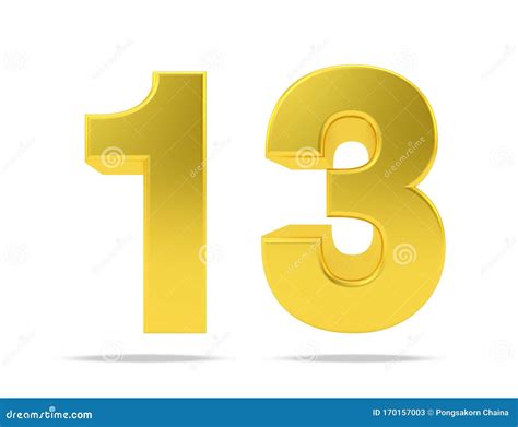 3d Gold Thirteen On White Background Stock Image