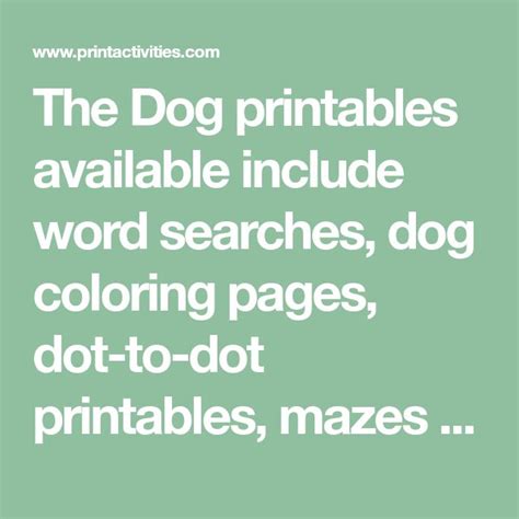 The Dog Printables Available Include Word Searches Dog Coloring Pages