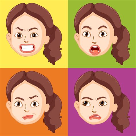 Woman With Different Emotions 359456 Vector Art At Vecteezy