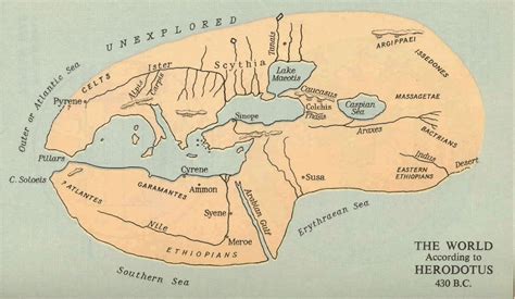 Map Of The World As Described By The Greek Historian Herodotus Ca 484
