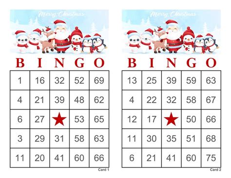 Christmas Bingo Cards 200 Cards 2 Per Page Instant Etsy