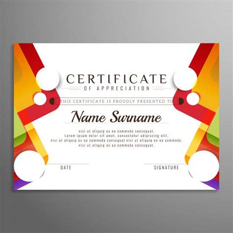 Download Abstract Colorful Certificate Template Design For Free