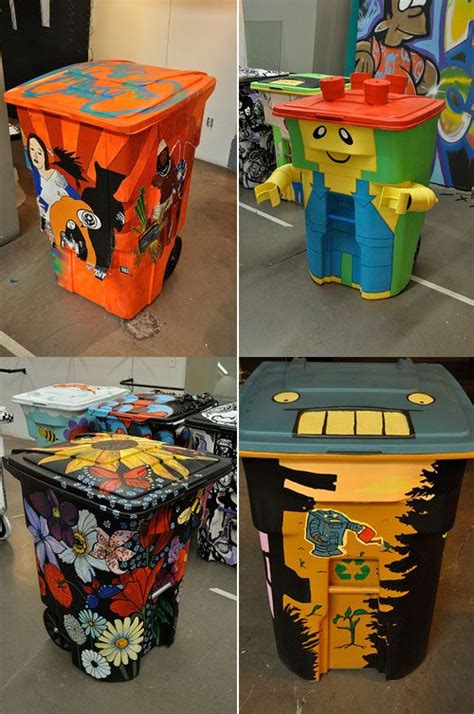Feed Me Garbage Painted Trash Cans Trash Art Street Art