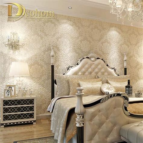 Buy European Simple Luxury Beige Deep Blue Damask