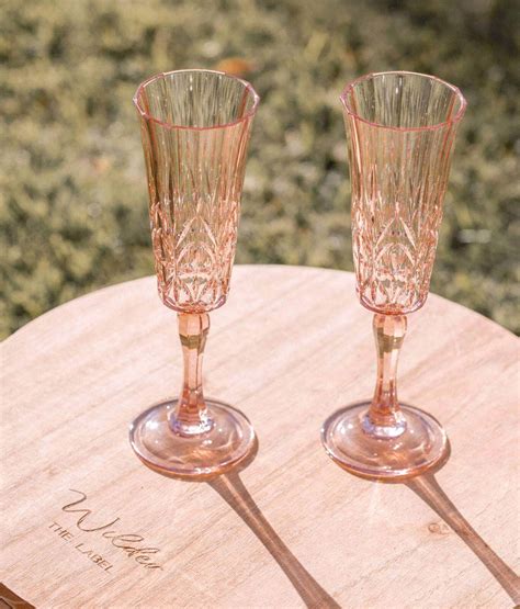 Rose Acrylic Crystal Champagne Flutes For Au Summers
