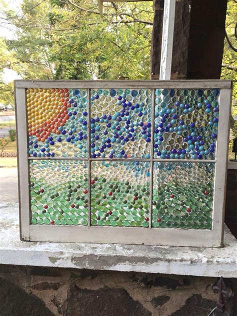 Old Window Sash With Glass Beads Window Pane Ideas Boho Glass