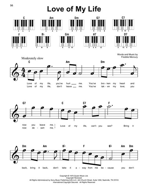 Love Of My Life Partituras Queen Piano Súper Fácil