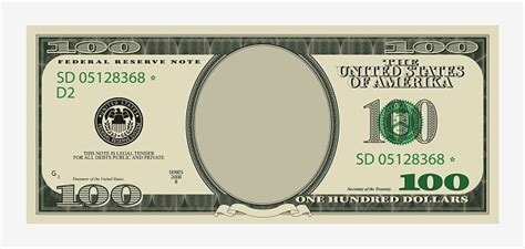 One Hundred Dollars Bill Template American Banknote With Empty Portrait