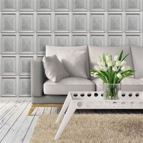 Marble Effect Wood Panel Faux Luxury Wallpaper Paste The Wall Vinyl