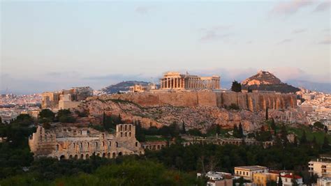 Acropolis In The Morning After Sunrise In Athens Greece Stock Footage