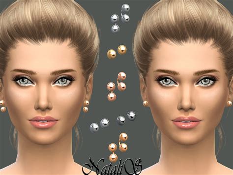 The Sims Resource Natalismetal Balls Stud Earrings Set
