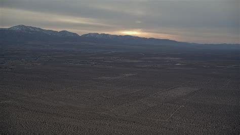 5k Stock Footage Aerial Video Pan Across The Mojave Desert To Distant