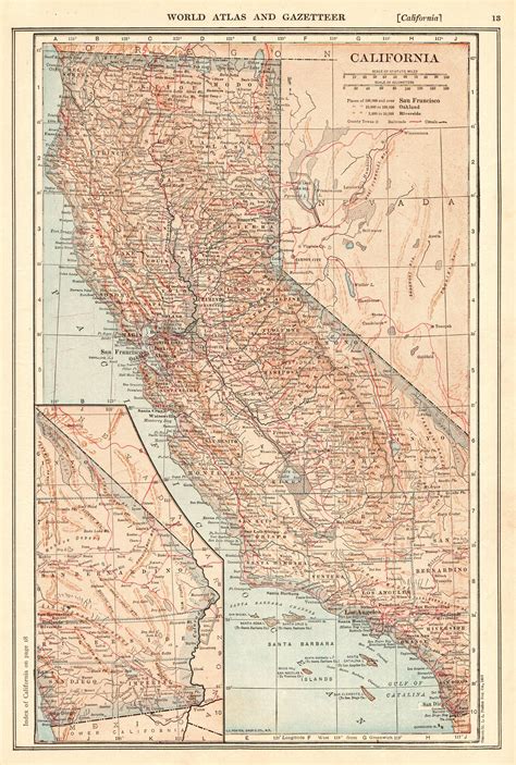 1917 Antique CALIFORNIA State Map Vintage Map of California | Etsy | California map, California ...