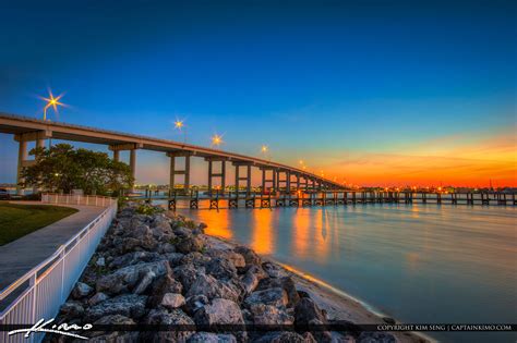 South Causeway Bridge Fort Pierce Florida Sunset Indian River Hdr