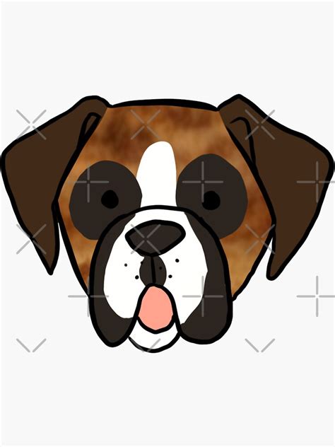 Cute Boxer Dog Face Cartoon Illustration Sticker For Sale By