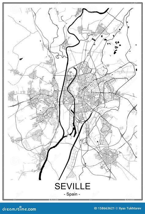 Mapa Da Cidade De Sevilha Espanha Ilustração Stock Ilustração De