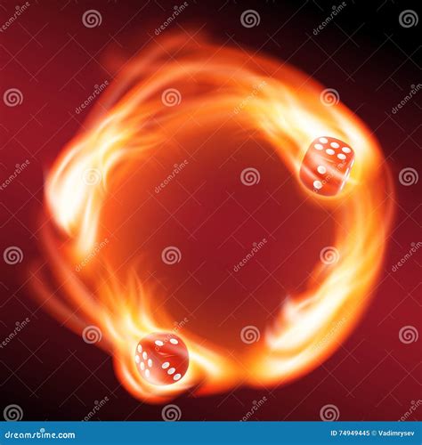 Circling Two Red Dice In Fire Stock Vector Illustration Of Icon